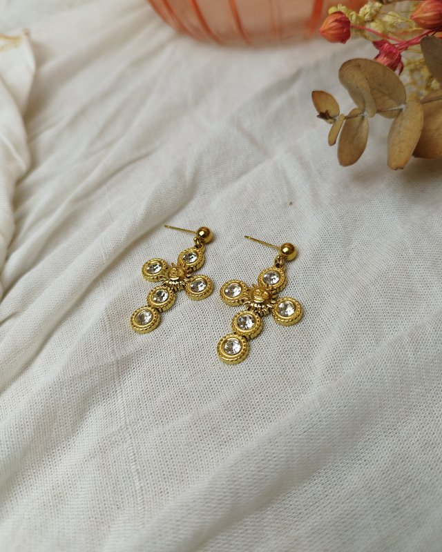 Boucles d'oreilles croix en...