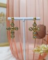 Boucles d'oreilles croix en acier doré et strass