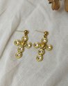 Boucles d'oreilles croix en acier doré et strass
