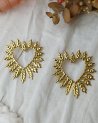 Boucles d'oreilles coeur entouré de feuilles dorées