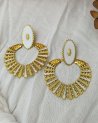 Boucles d'oreilles éventail doré et blanc