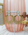 Boucles d'oreilles éventail doré et blanc
