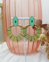 Boucles d'oreilles éventail doré et vert