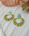 Boucles d'oreilles éventail doré et vert