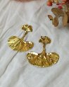 Boucles d'oreilles ginkgo biloba doré