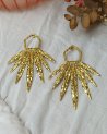 Grandes boucles d'oreilles à plumes dorées