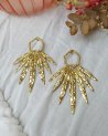 Grandes boucles d'oreilles à plumes dorées