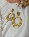 Boucles d'oreilles multi-anneaux torsadés dorés