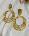 Boucles d'oreilles multi-anneaux torsadés dorés