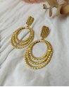 Boucles d'oreilles multi-anneaux torsadés dorés