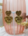 Boucles d'oreilles à deux coeurs en acier doré