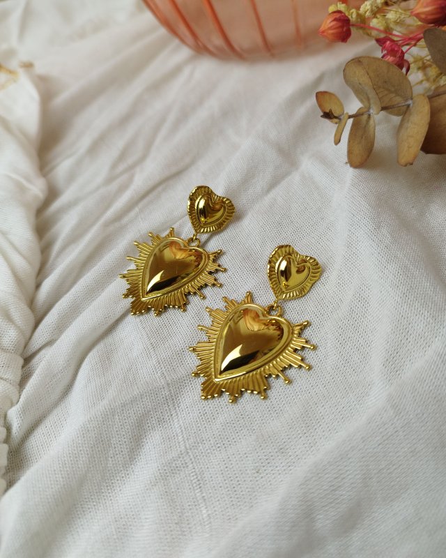 Boucles d'oreilles ex-voto en acier doré