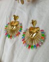 Boucles d'oreilles coeur à rayon de soleil multicolore