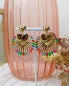 Boucles d'oreilles coeur à rayon de soleil multicolore