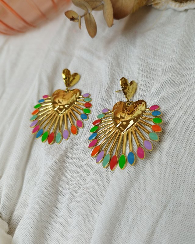 Boucles d'oreilles coeur à...