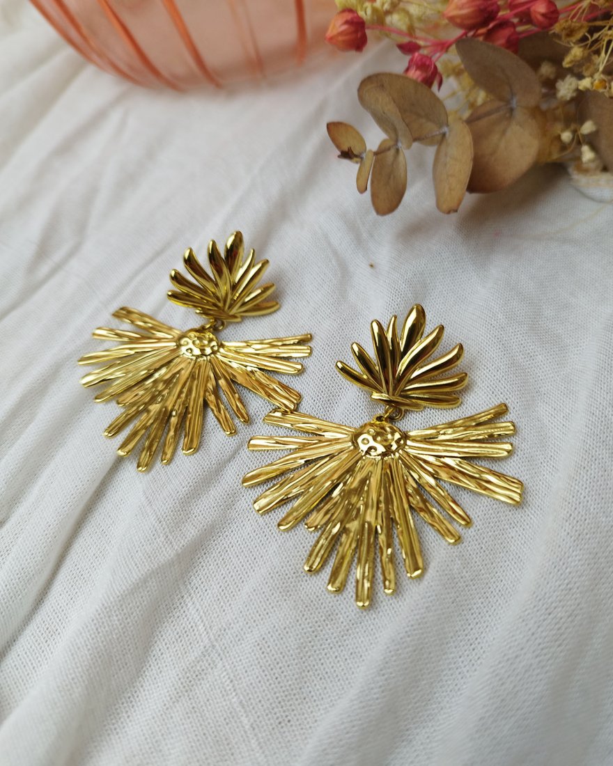 Grandes boucles d'oreilles palmier doré