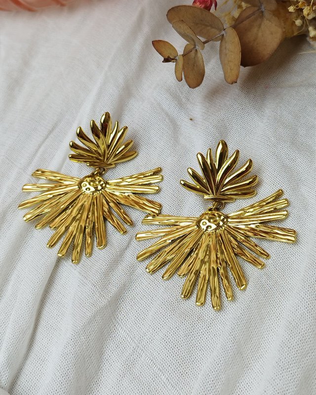 Grandes boucles d'oreilles palmier doré