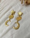 Boucles d'oreilles pendantes étoile, soleil et lune