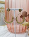 Boucles d'oreilles goutte dorée à perles roses