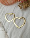 Grandes boucles d'oreilles dorées en forme de coeur