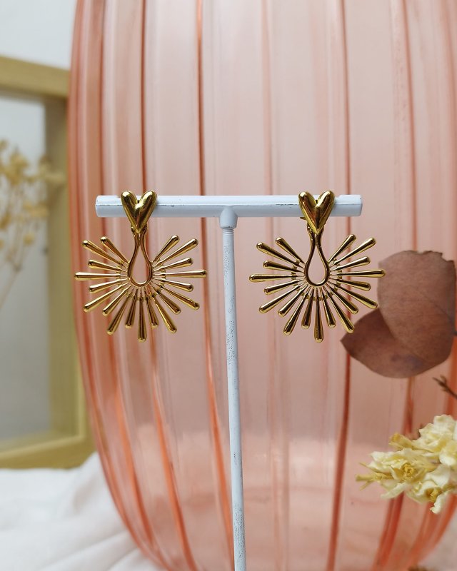 Boucles d'oreilles petit coeur rayonnant doré