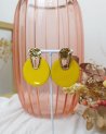 Boucles d'oreilles rondes jaune pop en acier inoxydable