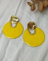 Boucles d'oreilles rondes jaune pop en acier inoxydable