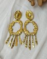 Boucles d'oreilles XXL à longues pampilles dorées