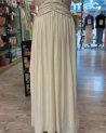 Robe longue ivoire à ceinture froncée