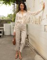 Jean barrel Bony en denim taupe