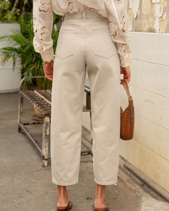 Jean barrel Bony en denim taupe