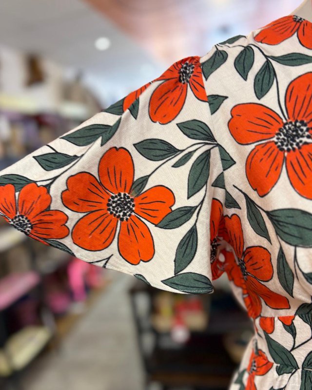 Robe longue imprimé floral orange