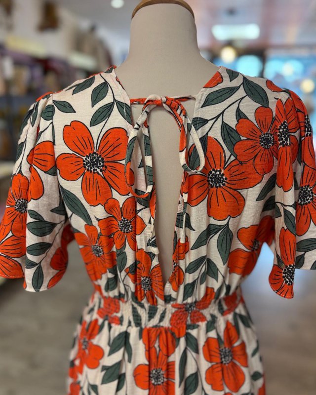 Robe longue imprimé floral orange