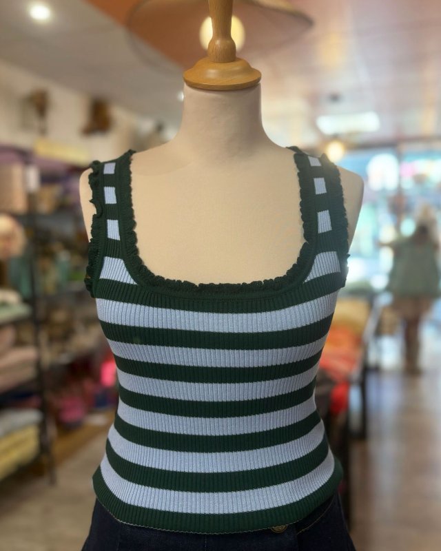 Débardeur rayé vert et bleu...