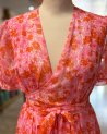 Robe longue à imprimé fleuri rose et orange