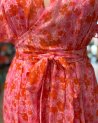 Robe longue à imprimé fleuri rose et orange