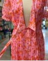 Robe longue à imprimé fleuri rose et orange