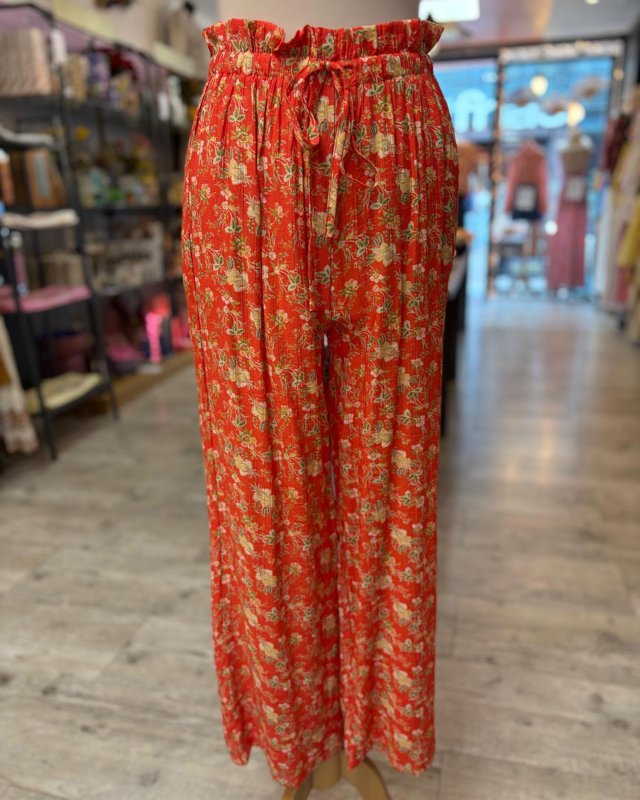 Pantalon fluide orange avec...