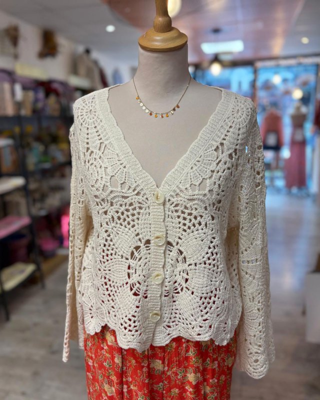 Gilet en crochet ajouré...