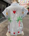 Chemisier rayé bleu ciel à broderie esprit summer
