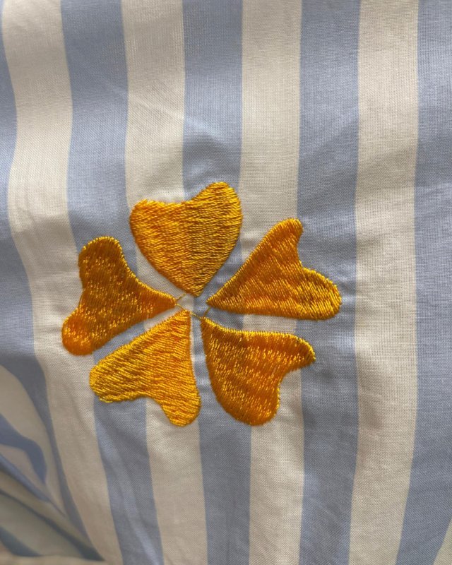 Chemisier rayé bleu ciel à broderie esprit summer