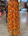 Longue robe orange à imprimé agrumes