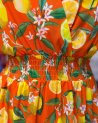 Longue robe orange à imprimé agrumes