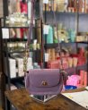 Petit sac en cuir avec une bandoulière en cuir et maillons dorés