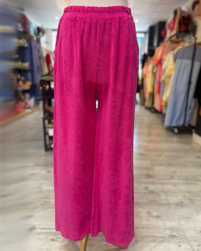 Pantalon fuchsia en tissu...