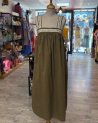 Robe longue kaki à bretelles