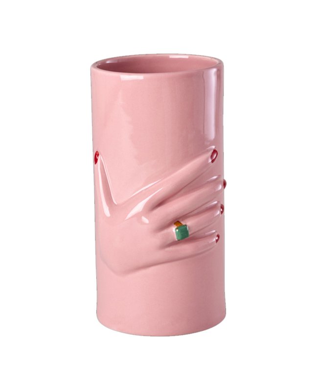 Vase en céramique rose avec...