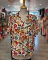 Blouse fluide à motif fleuri multicolore