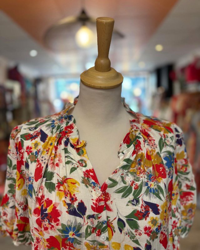 Blouse fluide à motif fleuri multicolore