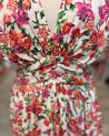 Longue robe écrue à motif fleuri